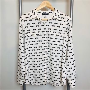 Karl Lagerfeld white button down shirt sunglass